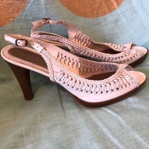 Adorable white braided leather summertime heels